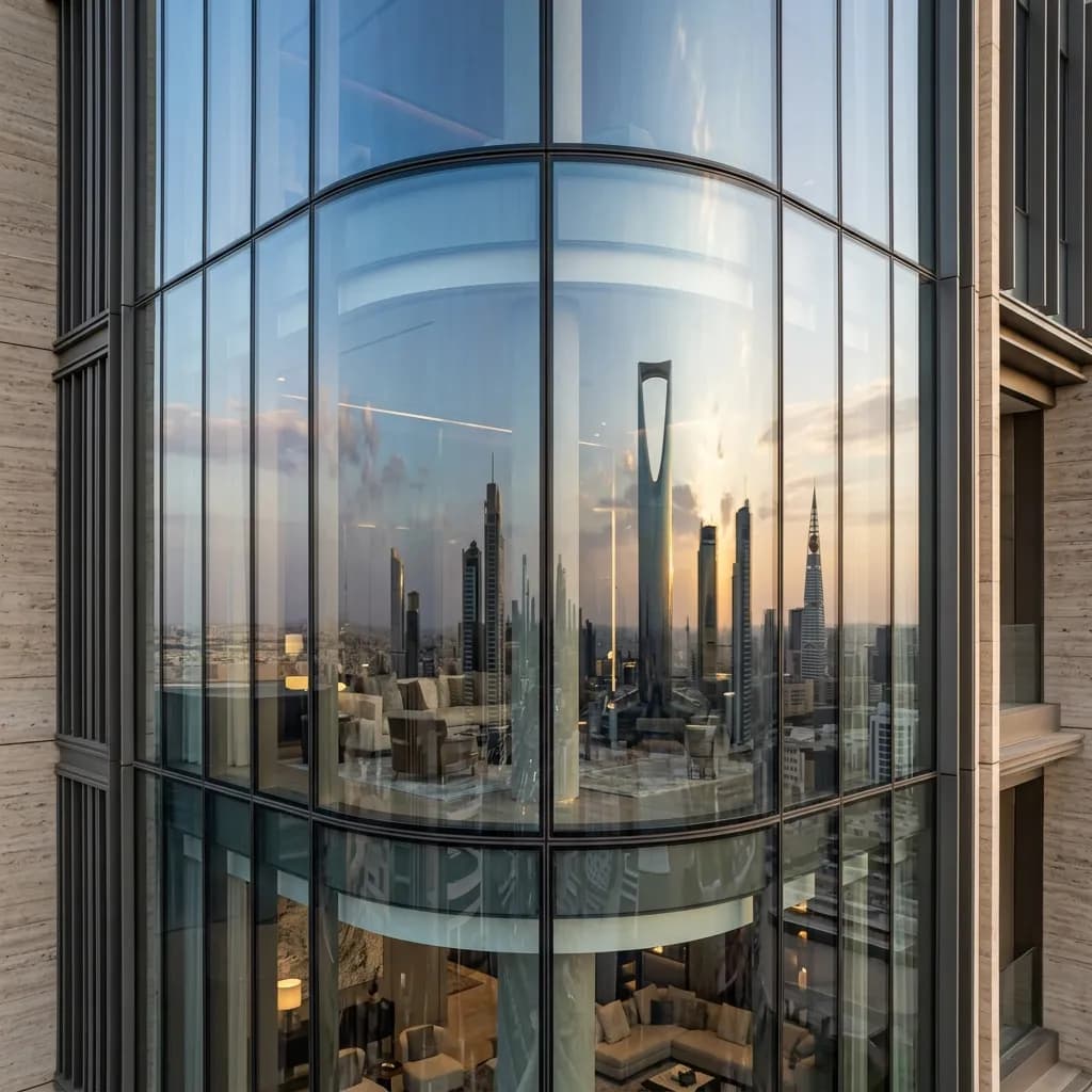 الزجاج المنحني: آفاق جديدة في التصميم المعماري الحديث بالسعودية