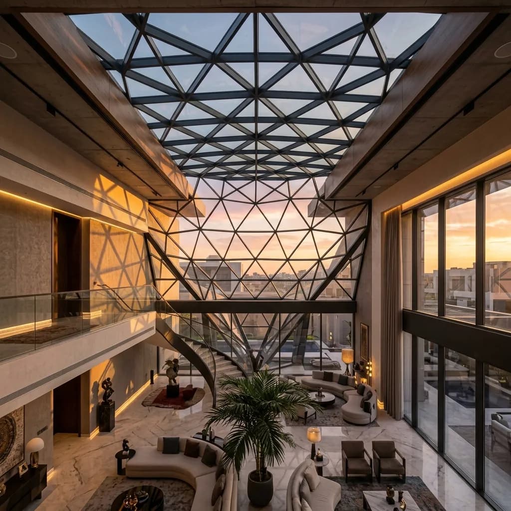 أجمل تصاميم السكايلايت المودرن للفلل والقصور في الرياض