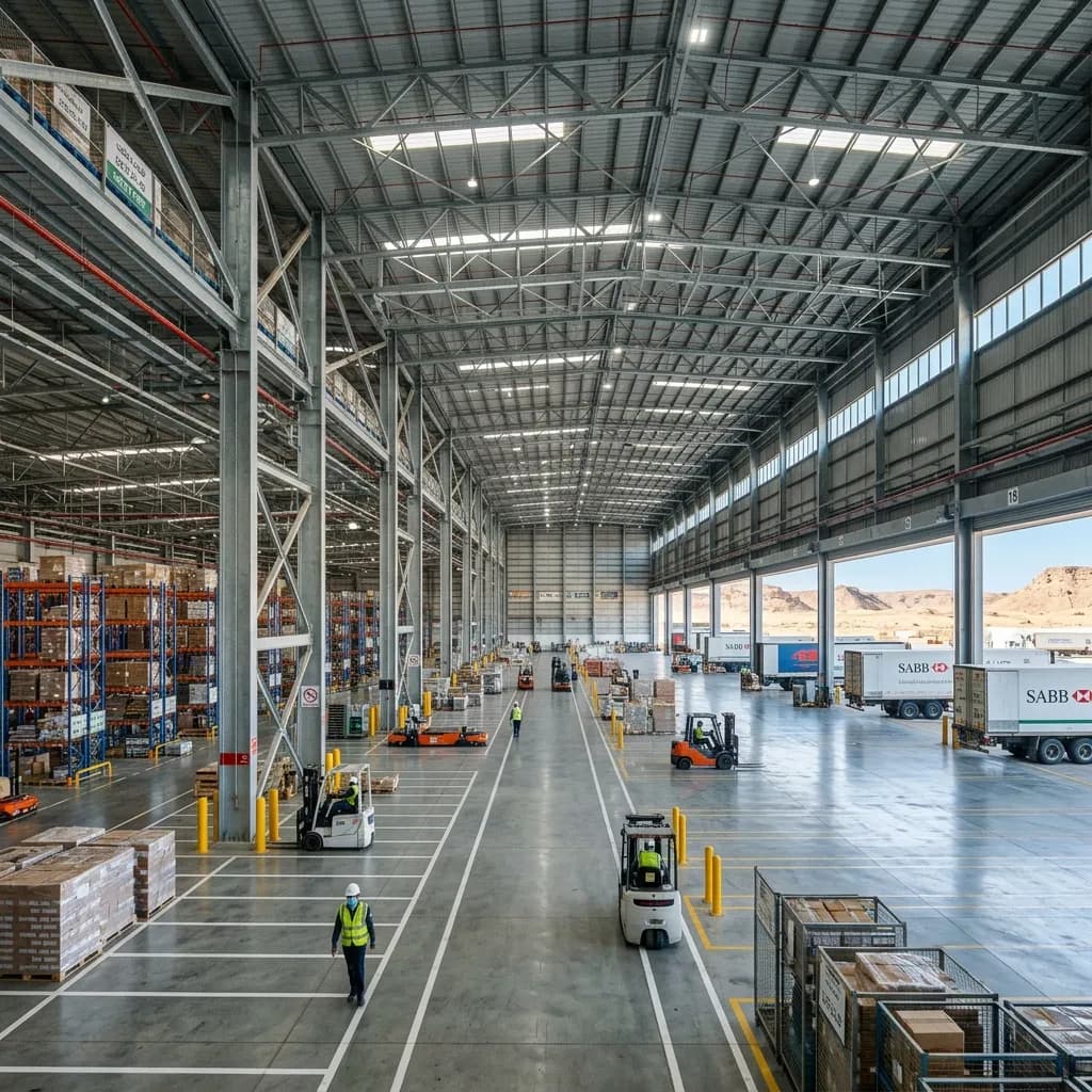 تصميم هنجرات الهياكل الفولاذية للمستودعات اللوجستية الحديثة