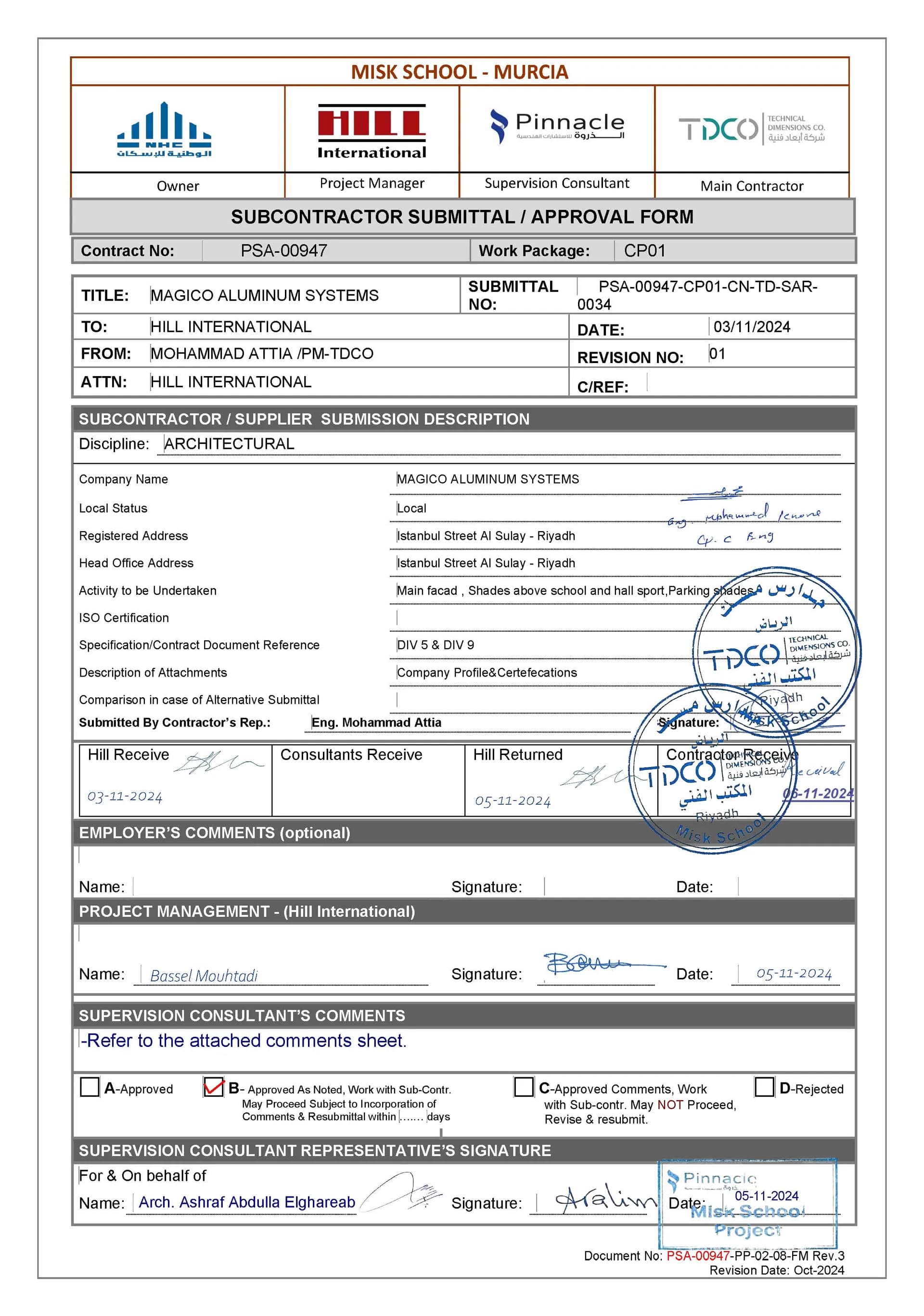 Subcontractor Approval – MISK Schools Murcia