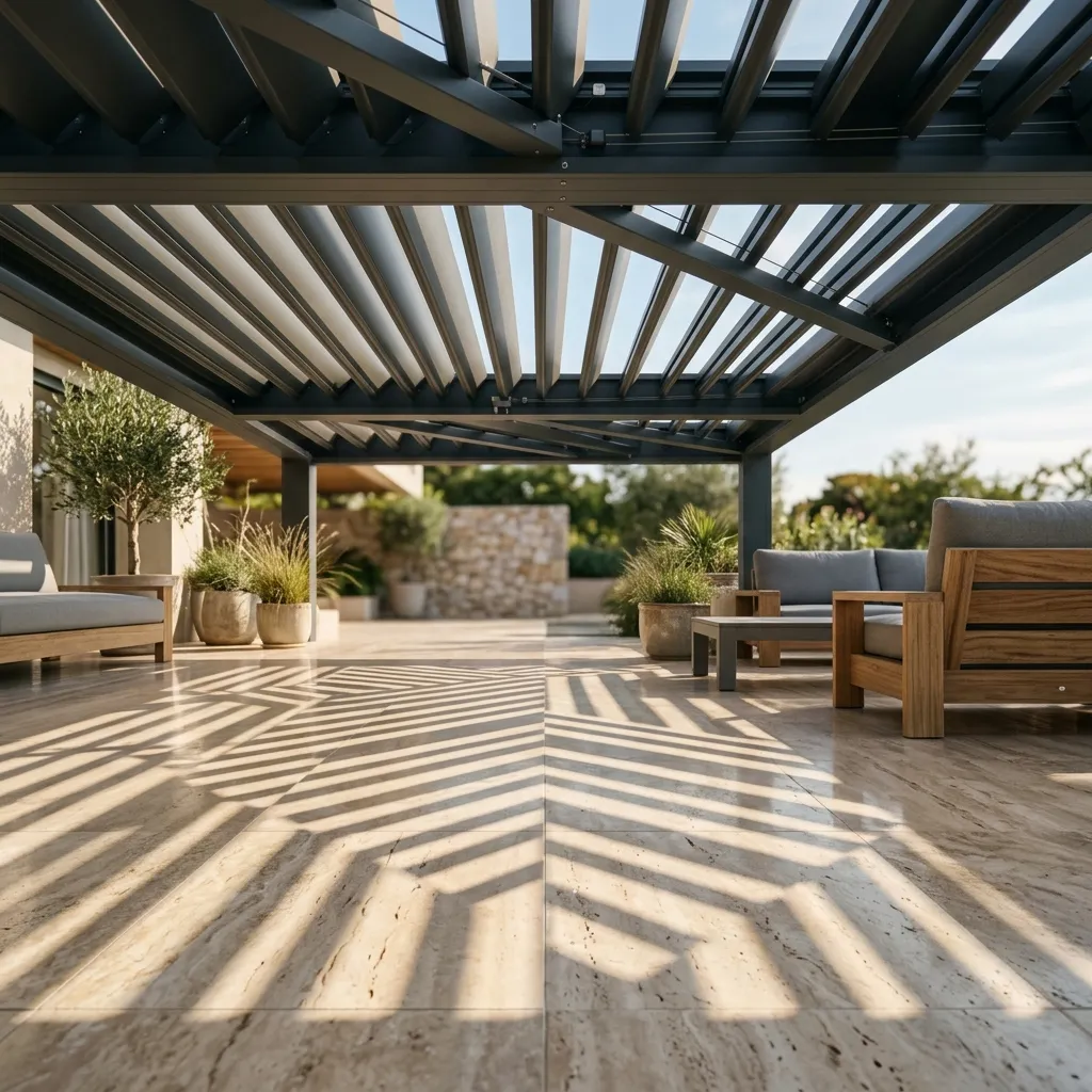 أسقف برجولة لوفرز بيومناخية تتحرك ديناميكياً لتعديل الظل والضوء