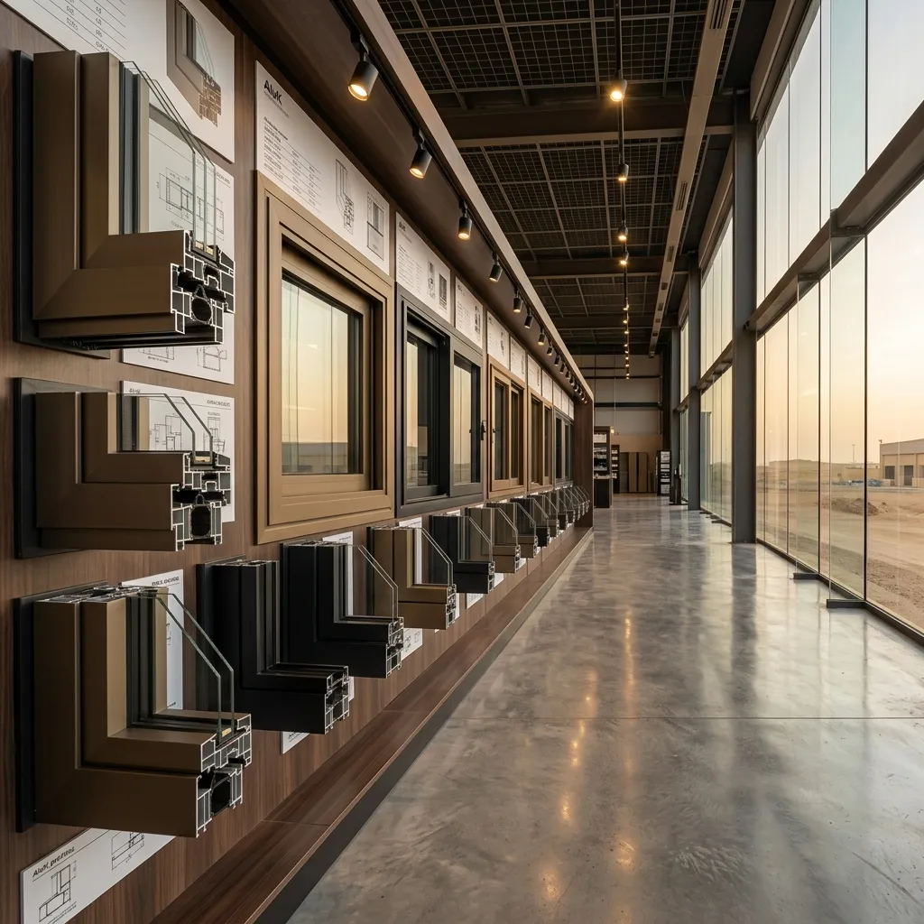 صالة عرض مصنع ماجيكو في الرياض مع نماذج شبابيك ألمنيوم AluK Authorized Partner