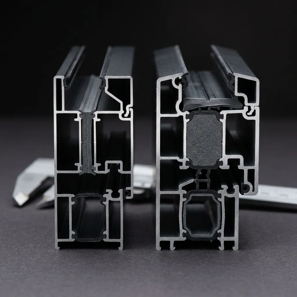 مقارنة سماكة جدار قطاع ألمنيوم بين 1.2 مم و1.8 مم بشهادة Mill Test في مصنع ماجيكو