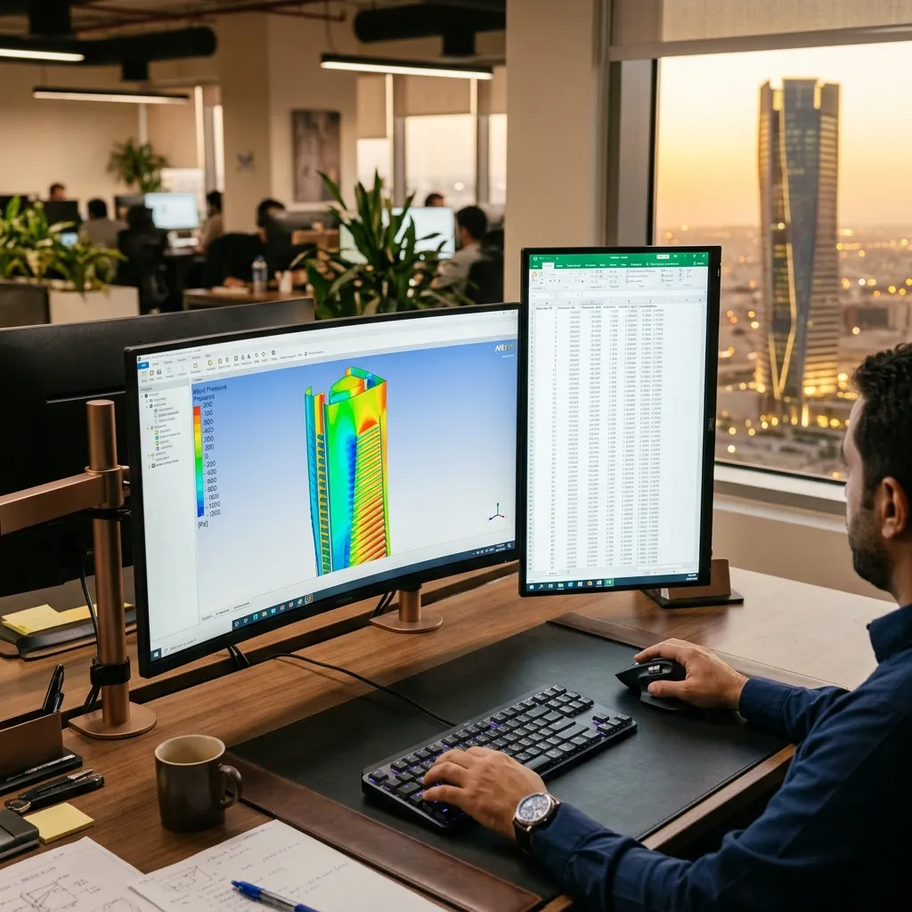 مهندس ماجيكو يستخدم برنامج CFD ANSYS Fluent لمحاكاة ضغط الرياح على واجهة Unitized لبرج تجاري بالرياض قبل التصنيع