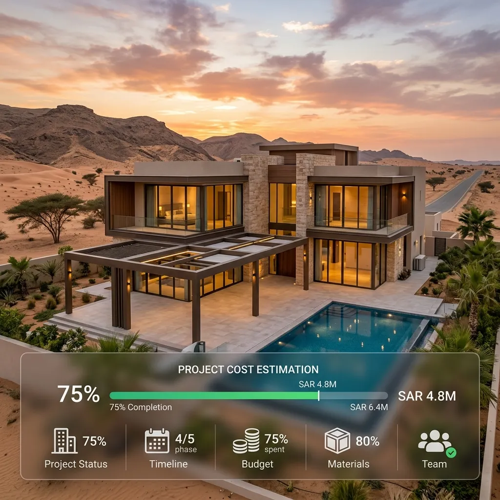 فيلا مودرن في القصيم ببريدة تم حساب تكلفة شبابيكها عبر حاسبة ماجيكو