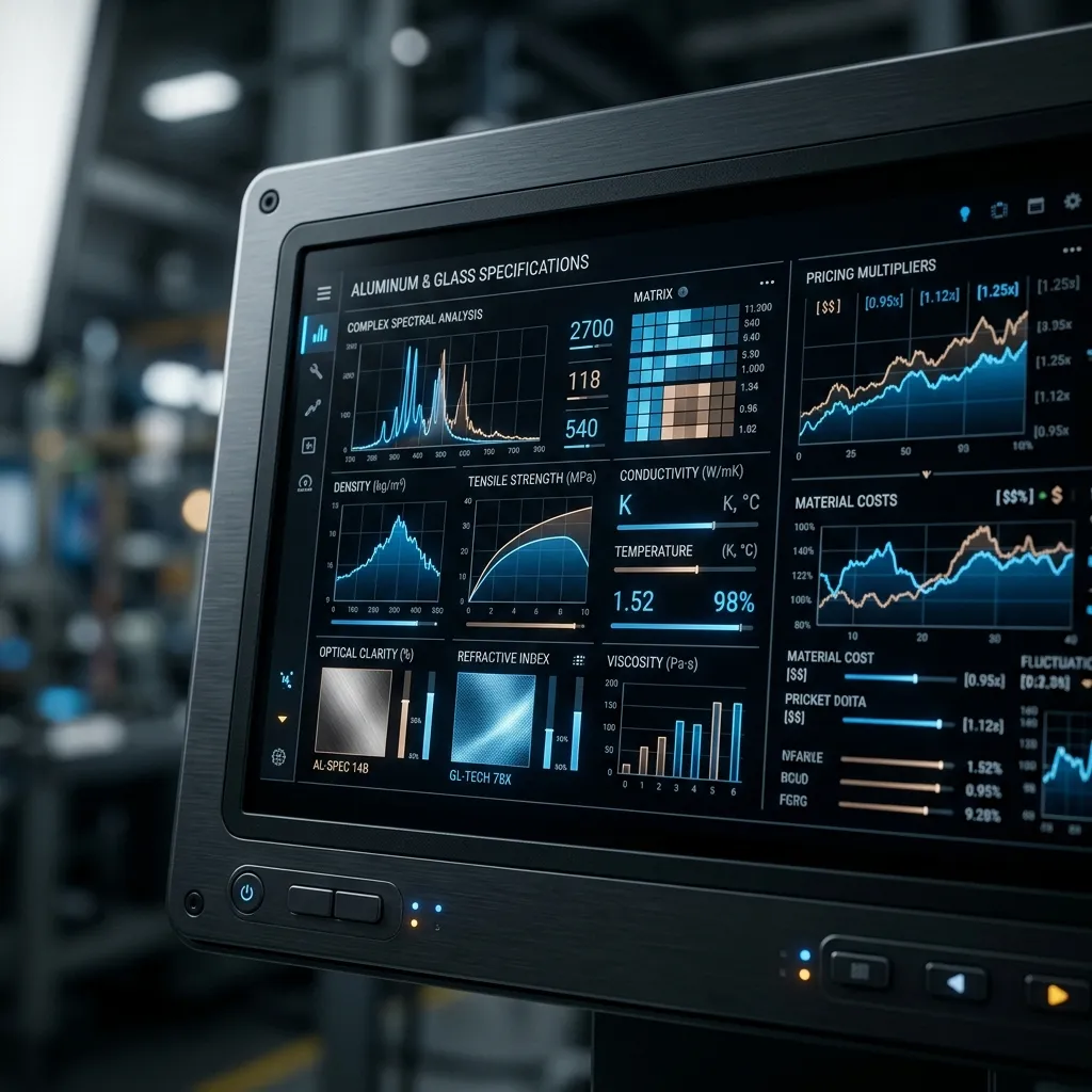 واجهة مستخدم حاسبة التكاليف الهندسية تظهر دقة المواصفات التقنية