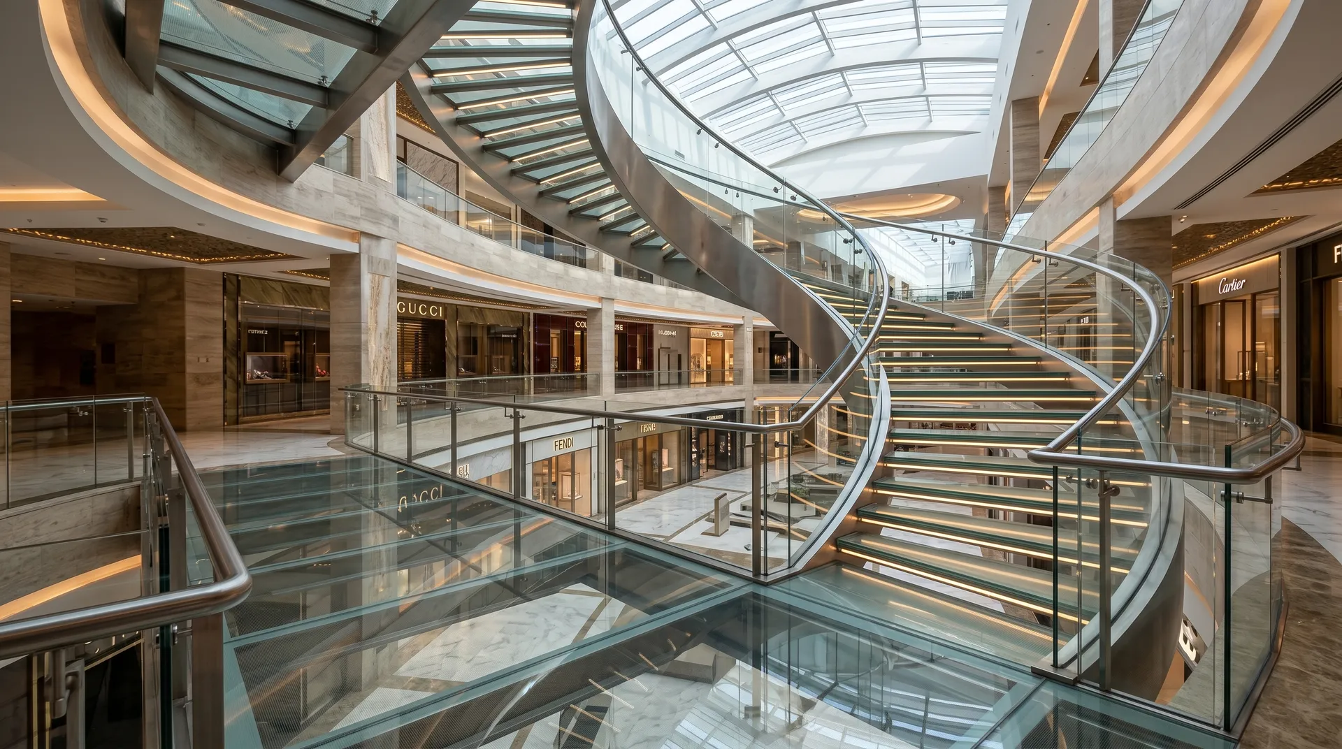 تطبيق الزجاج المقاوم للحريق في مجمع تجاري معاصر بالرياض