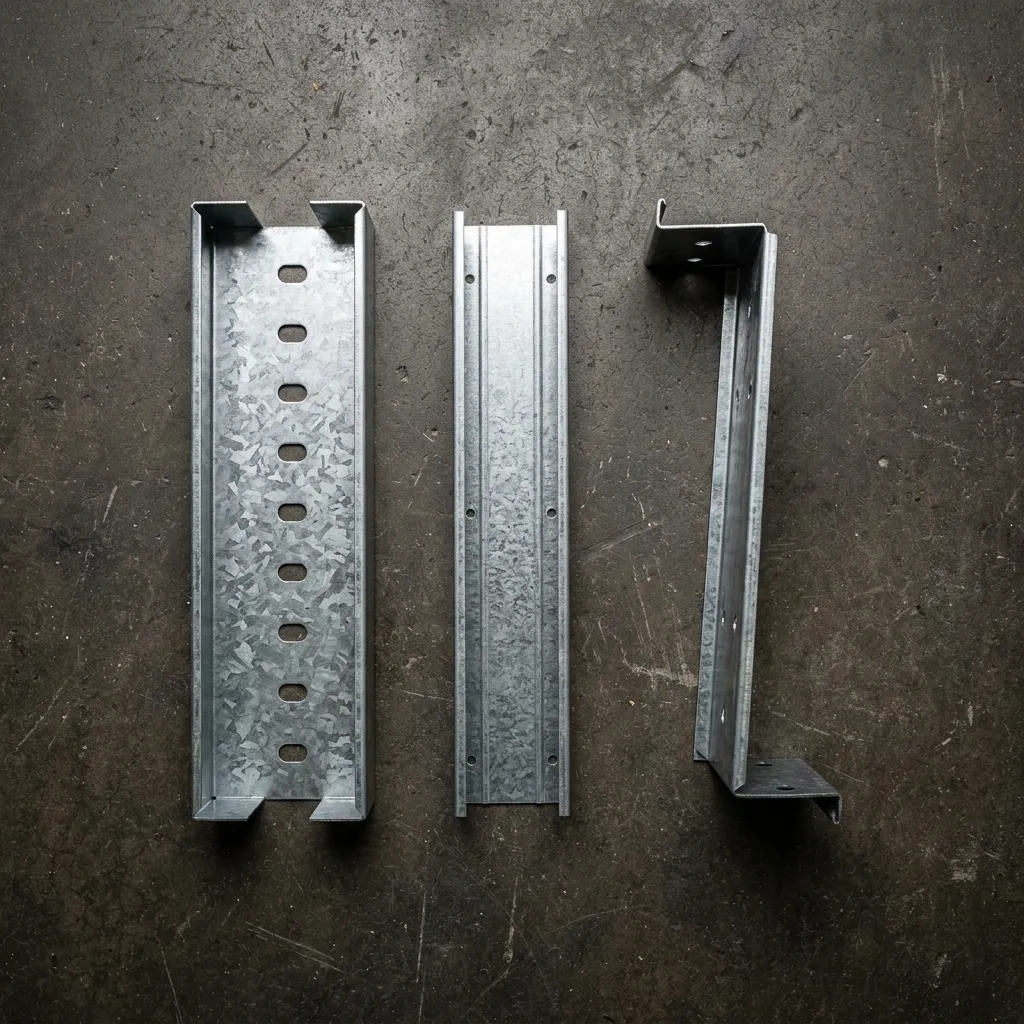 قطاعات Light Gauge Steel C-Section وU-Section وZ-Section مغلفنة Z275 جاهزة للتركيب في مصنع ماجيكو الرياض لفيلا سكنية حديثة