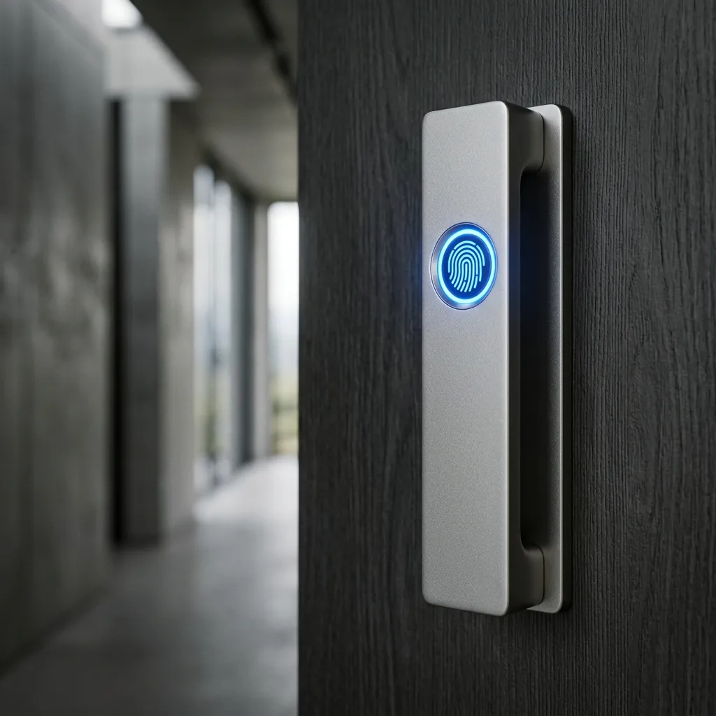 باب بيفوت مدمج به نظام قفل ذكي عبر البصمة في مشروع لشركة ماجيكو